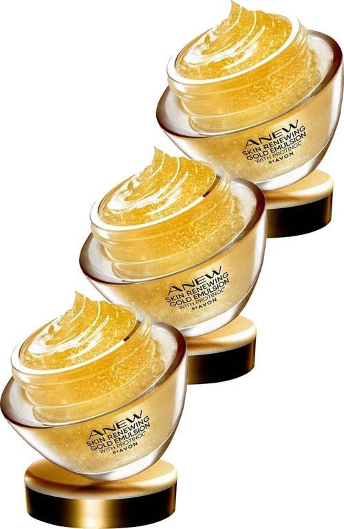 Anew Cilt Yenileyici Protinollü Altın Emülsiyon Gece Yüz Kremi 50 Ml. Üçlü Set
