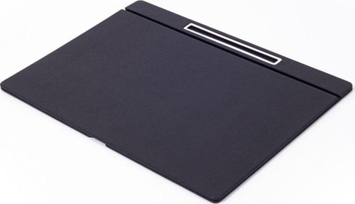 Deri Kapaklı Masa Sümeni Siyah Krom Detaylı 50x35cm
