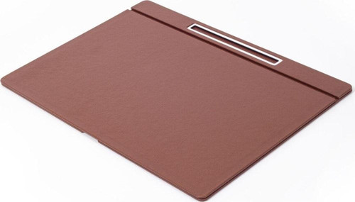 Deri Kapaklı Masa Sümeni Taba Krom Detaylı 50x35cm