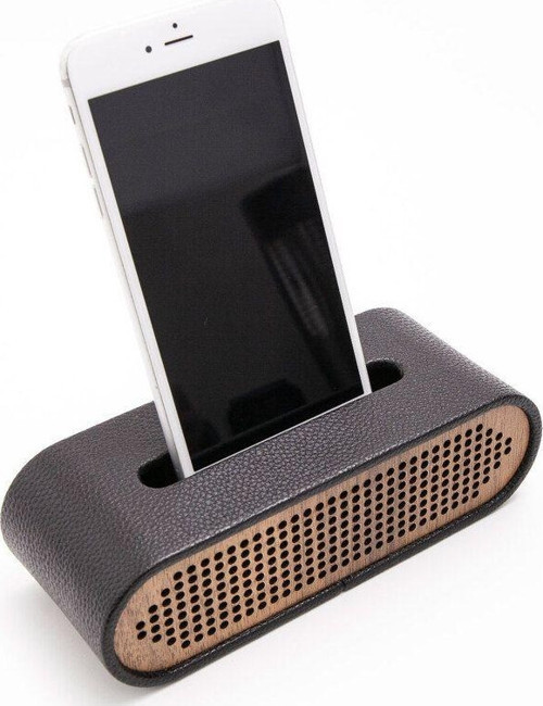 Deri Telefon Tutucu Ahşap Detaylı Ses Yönlendirmeli