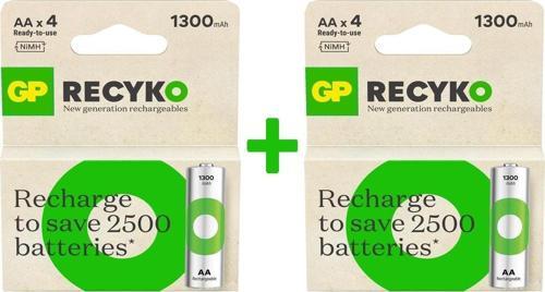 Recyko 1300 mAh AA Kalem Ni-Mh Şarjlı Pil, 1.2 Volt, 8 Adet