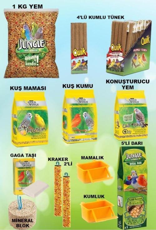 12 Parça Muhabbet Kuşu Yem Vitamin Seti