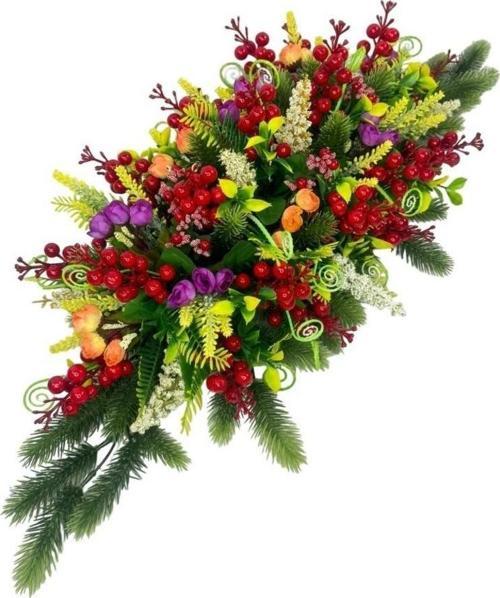 Yapay Çiçek Yemek Masası Çiçeği Kokinalı Yeşil Çam Dallı Yılbaşı Masa Çiçeği 75*35