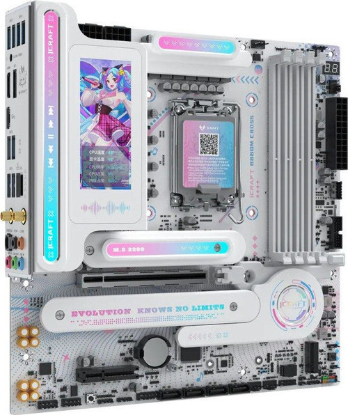 İCraft B860M Cross PRO WIFI LGA1851 DDR5 8000Mhz M.2 HDMI mAtx Intel Anakart Beyaz