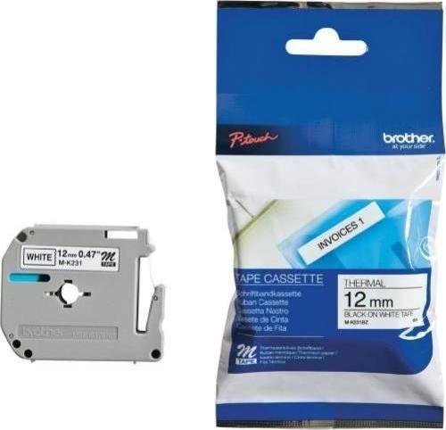 M-K231 12 mm Beyaz Üzeri Siyah Kağıt Etiket