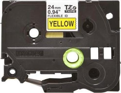 TZE-FX651 24 mm Sarı Üzeri Siyah Esnek Laminasyonlu Etiket