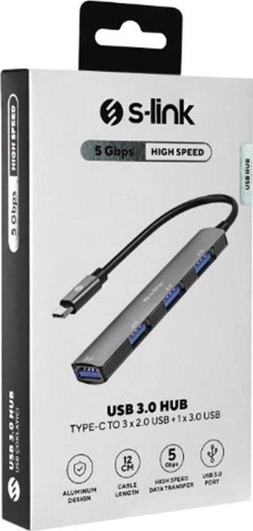 SW-U324 3-USB2.0, 1-USB3.0 Type-C Metal USB Hub