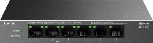 LS106LP 6 Port 10-100 Mbps 4 Port Poe+ 10-100 Mbps Switch Metal Kasa