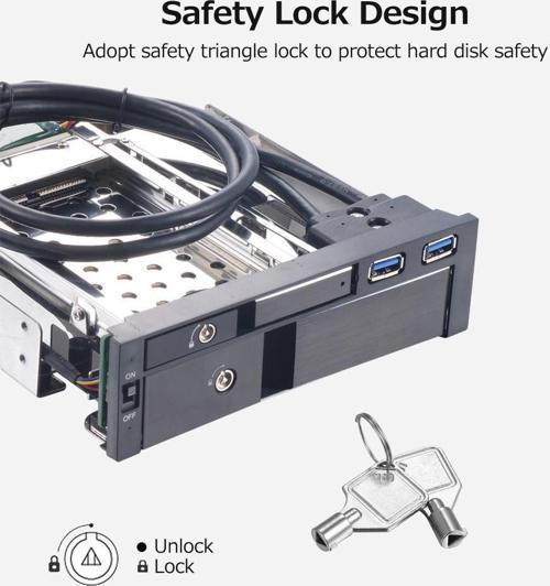 5,25" Dahili Çift Yuvalı Sabit Disk Kutusu 2,5+3,5 inç SATA HDD-SSD Muhafaza Aletsiz Tasarım