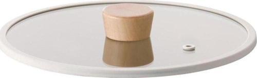 Neof024 Fıka 24cm Duz Sılıkon Cercevelı Tencere Tava Cam Kapak Bej