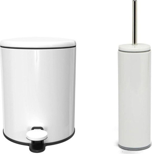 Cigo Banyo Çöp Kovası Tuvalet Fırçası 2'li Beyaz
