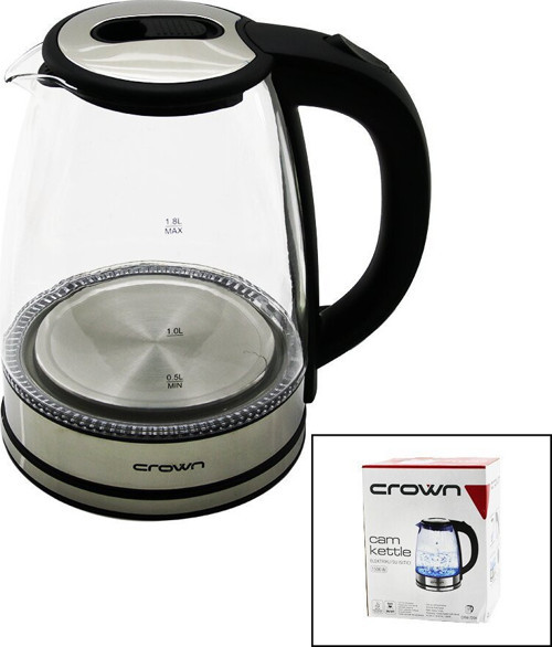 Crown CRW-7204 Cam Kettle LED Işıklı 1.8 Lt 1500W 360° Gövde