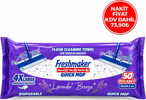 Lavanta Mop Islak Havlu 50 Yaprak 4XL 20x34.5 cm- 6'li Paket