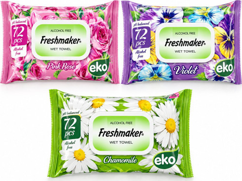 Eko Islak Mendil 72 Yaprak Gül Menekşe Papatya- 36'li Paket