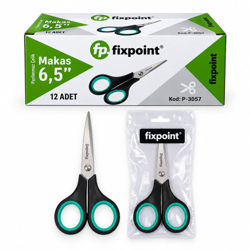 Makas 6.5" Lacivert Yeşil Saplı- 12'li Paket