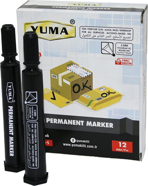 Yuma YM-790S Koli Kalemi Siyah - 12'li Paket