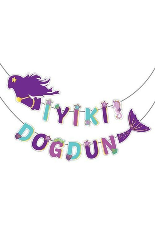 Deniz Kızı Temalı İyi Ki Doğdun Yazılı 3D Banner Süs