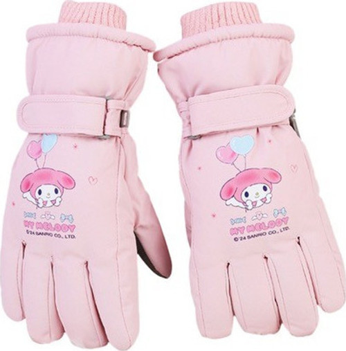 Profesyonel Kayak Snowboard Kar Eldiveni İçi Sıcak Tutan Su Geçirmez Aşırı Şirin Pembe My Melody Şeker Ve Kalpli