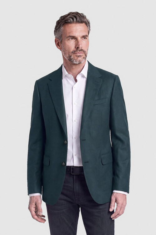 Yeşil Süet Dokulu Düğmeli Blazer Ceket