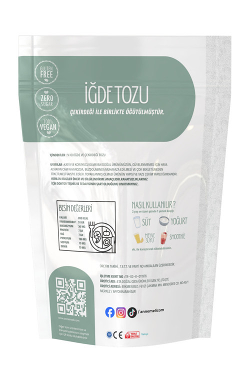 250 Gr Iğde Ve Çekirdeği Tozu ( Iğde Unu) % 100 Doğal Günlük Taze Öğütülür