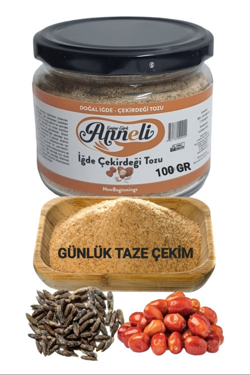 Annemeli Iğde Ve Çekirdeği Tozu ( Iğde Unu ) 100 Gr Cam Kavanoz % 100 Doğal Günlük Taze Öğütülür