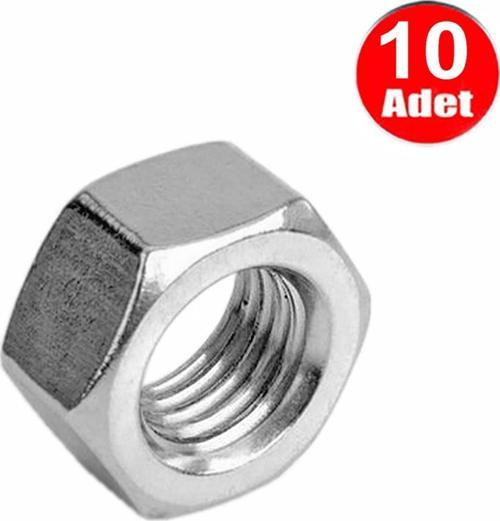 M12 Somun Dın 934 Beyaz Galvanizli Somun -10 Adet