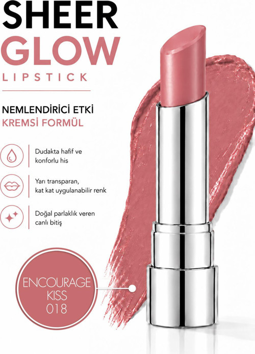 Sheer Glow Lipstick - Parlak Bitişli Nemlendirici Ruj - Encourage Kiss - 018