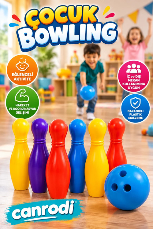 Çocuk Bowling Seti – Renkli Kukalar ve Top ile Eğlenceli Hareket Oyunu