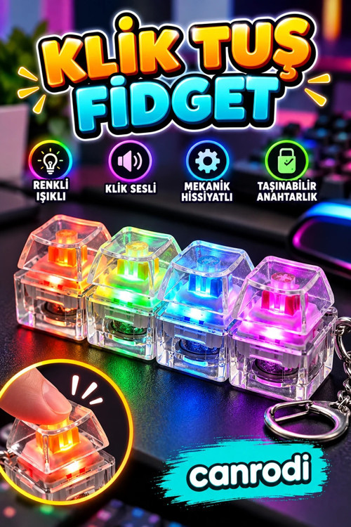 Renkli Klik Tuşlu Fidget Anahtarlık – Mekanik Klavye Hissiyatlı Stres Oyuncağı