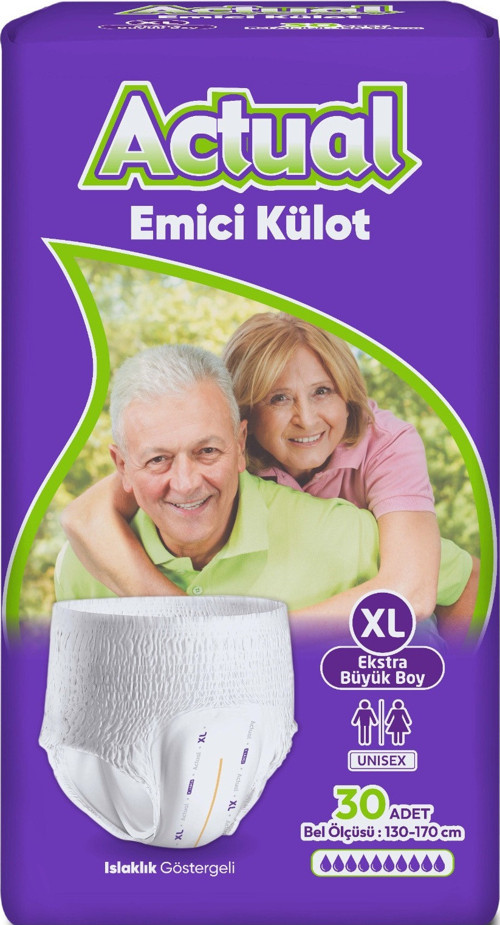 Emici Külot Yetişkin Bezi XL - Extra Large - Ekstra Büyük (30 Adet) (Islaklık Göstergeli)