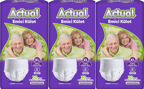 Emici Külot Yetişkin Bezi XL - Extra Large - Ekstra Büyük (Islaklık Göstergeli) 90 Adet