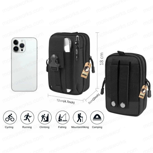 18CM Taktik Modüler Mini Siyah Göğüs Telefon Molle Çantası