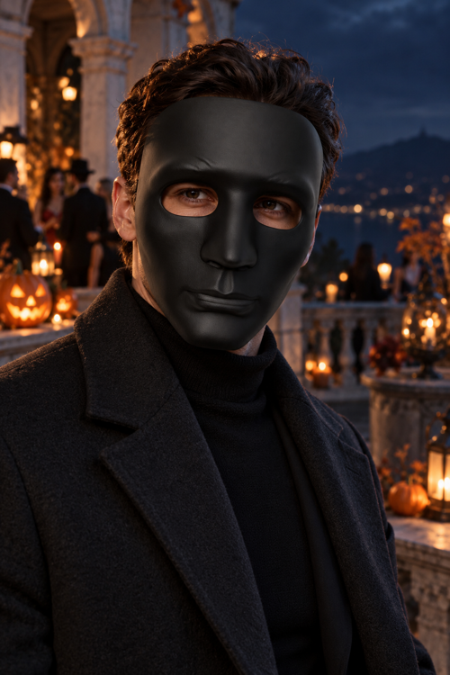 Halloween Cadılar Bayramı Siyah Anonim Erkek Yüz Maskesi Düz İfadesiz Parti Kostüm Aksesuarı
