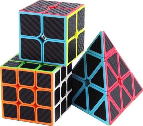 3 SET VIP PROFESSIONAL QY SPEED CORBON FİBER CUBE VIP 3LÜ SET PİRAMİT 2X2 3X3 ZEKA KÜPÜ RUBİKS CUBE