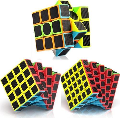 3 SET VIP PROFESSIONAL QY SPEED CUBE CORBON FİBER CUBE VIP 3LÜ SET 3X3 4X4 5X5 ZEKA KÜPÜ RUBİKS CUBE
