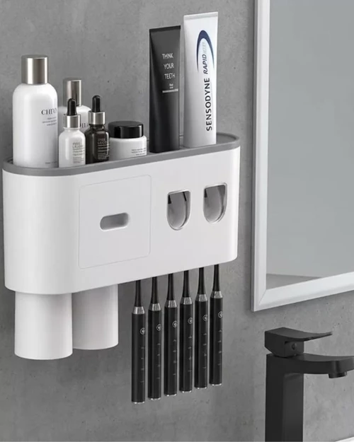 Çok Fonksiyonlu Diş Fırçası Tutucu Otomatik Dispenser Bardaklı Organizer