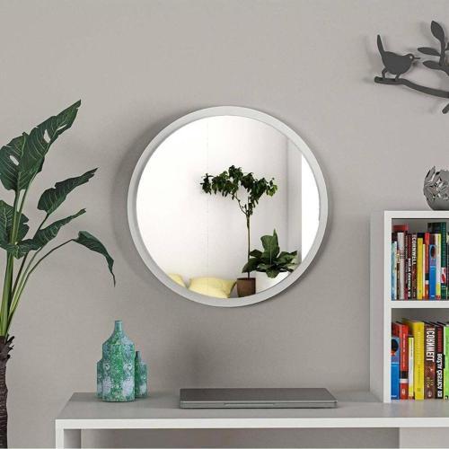 45 Cm Rio Banyo Aynası Dekoratif Lavabo Aynası Yuvarlak Ayna Beyaz