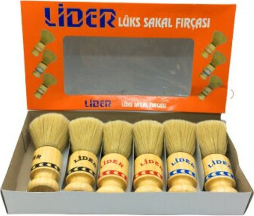 LİDER-1102 Sakal Fırçası Ahşap Saplı - 6'li Paket