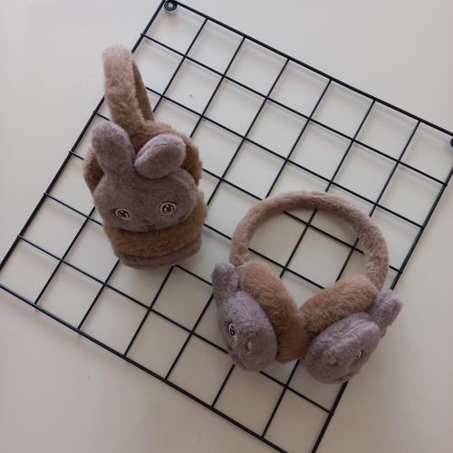 Kız Erkek Çocuk Kahverengi Tavşan Peluş Kulaklık