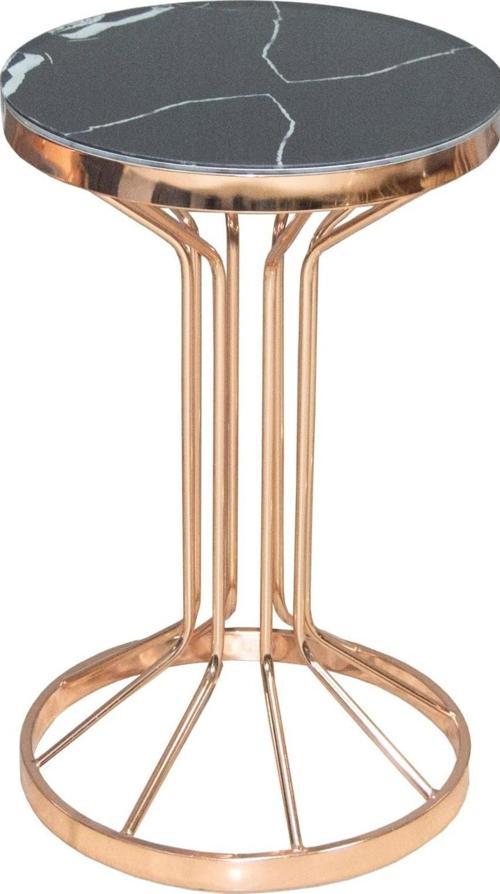 Brc 17883 Bufalo FİSKOS Siyah Mermer Desen Metal Rose Bakır Renk Kaplama El yapım