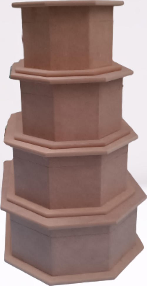 Hobi 12238 Dekoratif Model Makyaj Kutu Set Dörtlü HAM Ahşap MDF El Yapımı