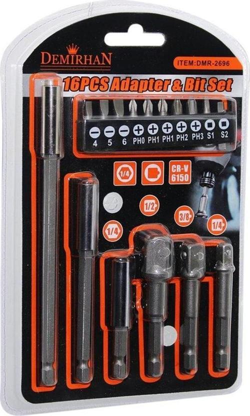 16 PCS ADAPTER - BİT SET SOMUN SÖKME ADAPTÖR - BİTS UÇ SETİ (2818)