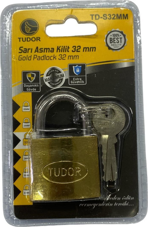 Ennalbur Tudor 32 mm Sarı Asma Kilit