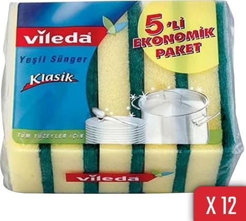 Yeşil Klasik 5'li Bulasik Süngeri 12'li Paket