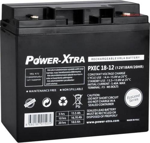 EcoLead Series - PXEC18-12 - 12V 18 Ah Kuru Akü - F3 - (M5 Bolts)
