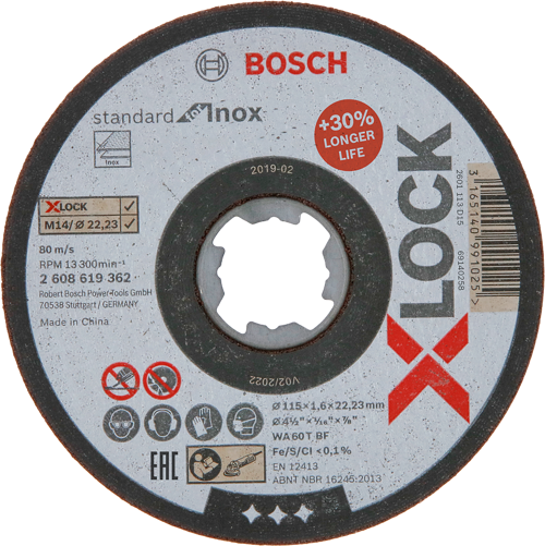 - X-LOCK - 115*1,6 mm Standard Seri Düz Inox (Paslanmaz Çelik) Kesme Diski (Taş)
