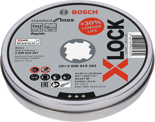 - X-LOCK - 125*1,0mm Standard Seri Düz Inox (Paslanmaz Çelik) Kesme Diski (Taş) - Rapido 10'lu