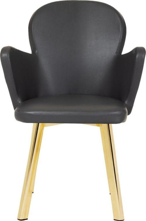 Gold Metal Ayaklı Salon / Mutfak Sandalyesi Kollukelebek ( Deri )