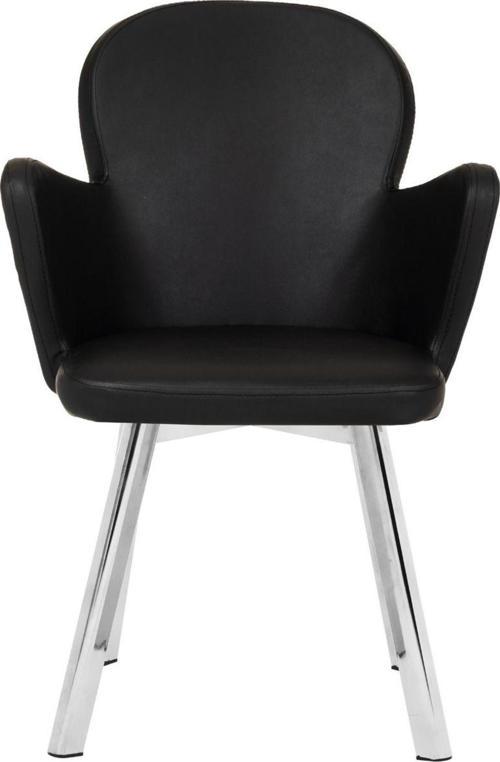 Krom Metal Ayaklı Salon / Mutfak Sandalyesi Kollukelebek ( Deri )