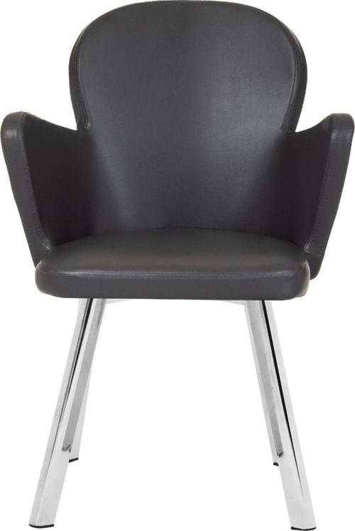 Krom Metal Ayaklı Salon / Mutfak Sandalyesi Kollukelebek ( Deri )